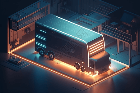 未来派电动送货卡车3D概念图图片