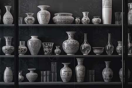 古代花瓶展示柜高清图片