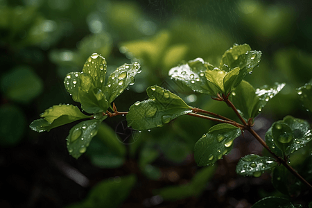 雨水落在叶子上图片