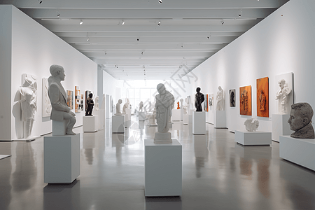 白色展览画廊空间高清图片