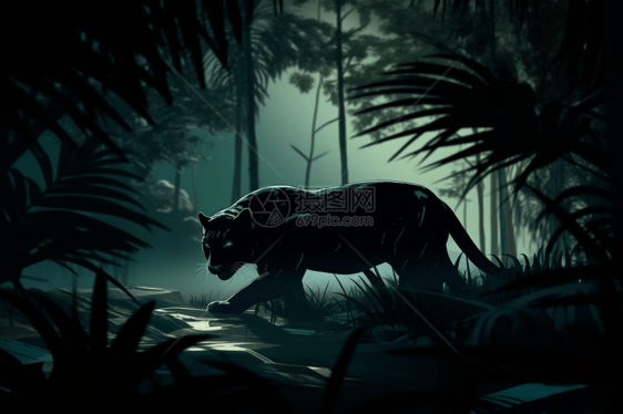 丛林里狩猎的豹子图片