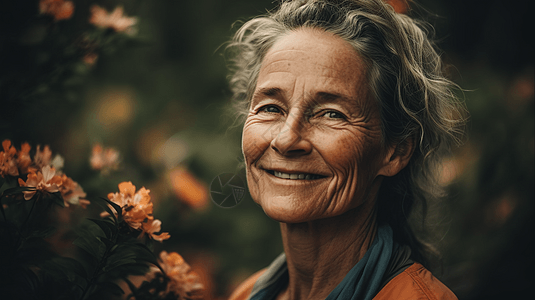 花园里的欧美老年女性图片