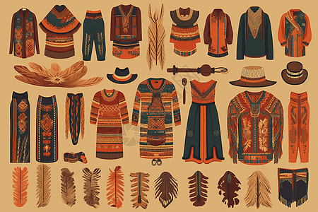 民族文化服装多样性创意插图图片