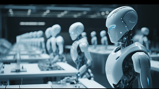 未来感的机器人生产线背景图片
