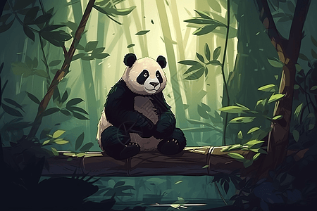 坐在树枝上的大熊猫图片