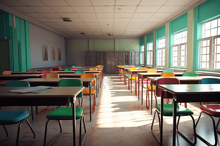 公开课彩色桌椅教室3D概念图图片