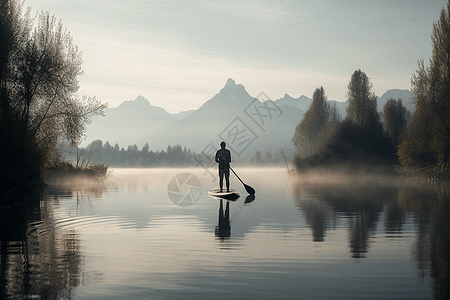 欣赏湖面的景色背景图片