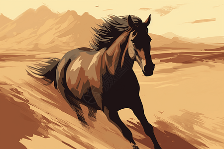在沙漠中的马背景图片