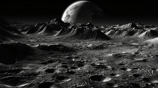 陨石坑月球上的景观设计图片