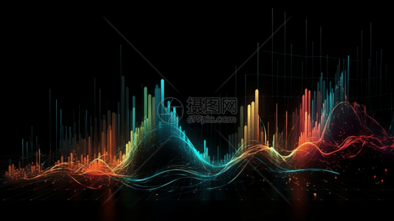 抽象数据可视化3D概念图图片