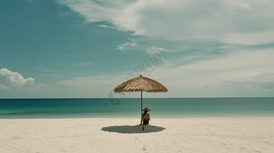 孤独的沙滩游客图片