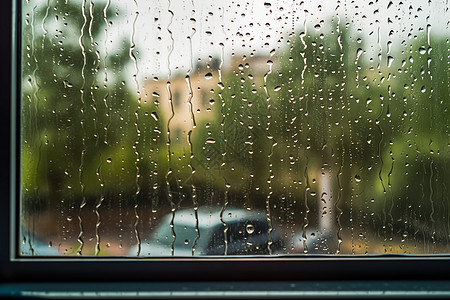 夏季多雨季节的窗户特写图图片