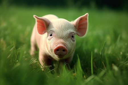 绿色草地上的猪图片