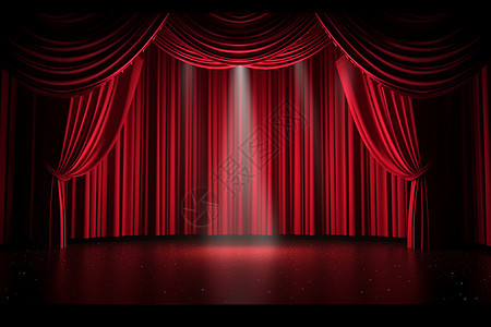 大红色窗帘聚光灯舞台图片