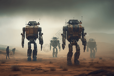 沙漠里无情的机器人图片