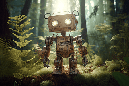 神奇森林中呆萌的机器人图片
