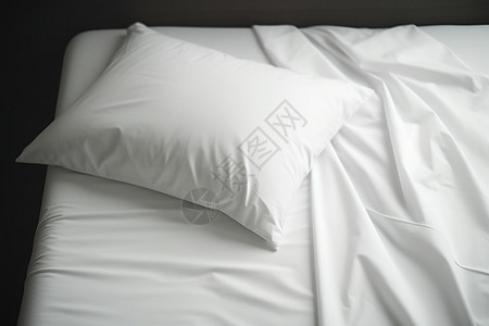 酒店白色床单枕头特写高清图片