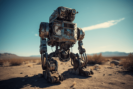 沙漠中被遗弃的机器人图片
