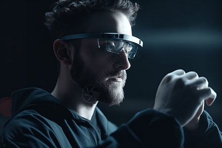 3D设计师戴着AR眼镜设计师肖像背景