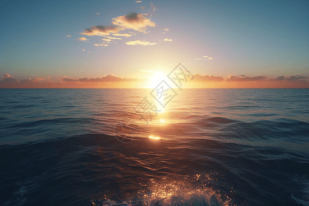 海洋上的日落场景图片