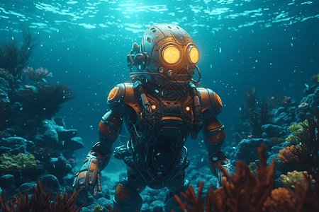 深入海底世界的机器人图片