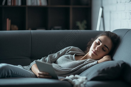 睡在沙发上的女人高清图片