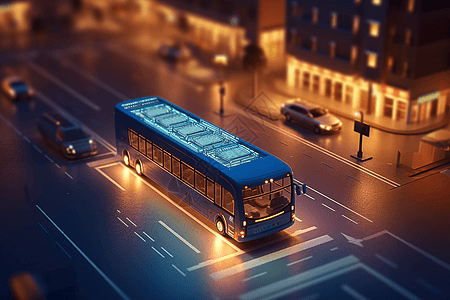 街道中的新能源公交车图片