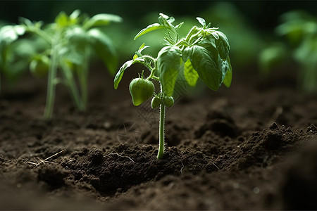 鲜种植的番茄幼苗特写图片