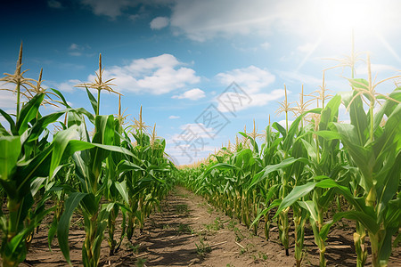 蓝天下玉米地场景图片