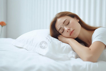 酣睡在床上的女人图片