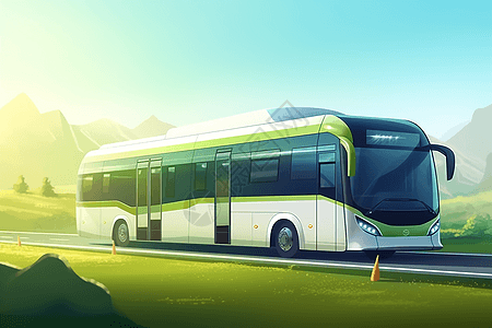 公路上的新能源公共汽车图片