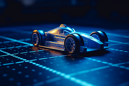 蓝色背景上的氢动力赛车图片