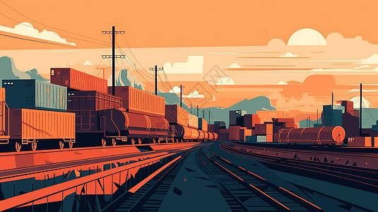 铁路运输平面插图图片