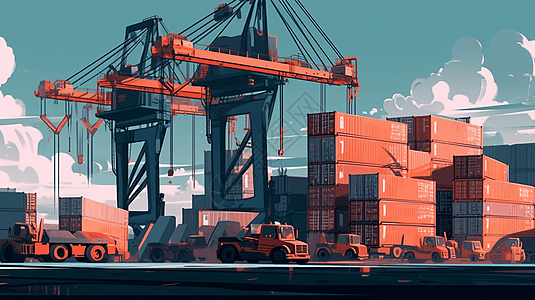 工业运输港口的插图图片