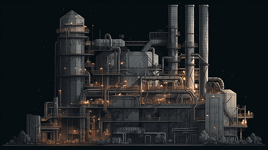工业燃煤电厂的详细插图图片