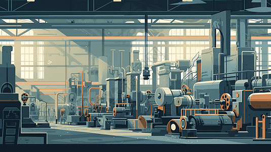制造工厂内机器生产线概念插图图片