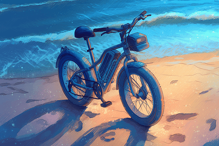 沙滩边的自行车图片图片