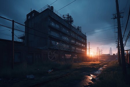 一个废弃的工业工厂图片