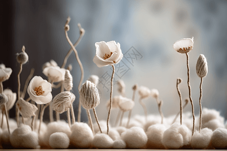 羊毛毡植物一堆照片高清图片