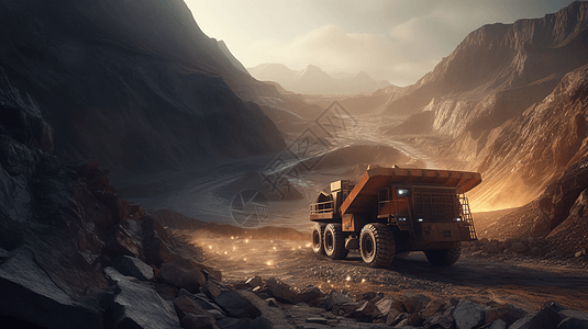 满载矿石的卡车3D概念图图片