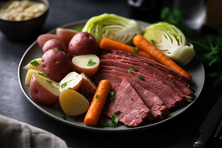 圣帕特里克节咸牛肉和卷心菜高清图片
