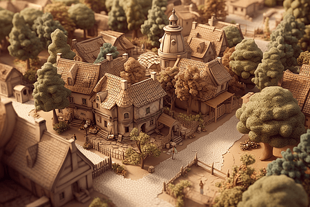 神奇的乡村村庄黏土模型图片