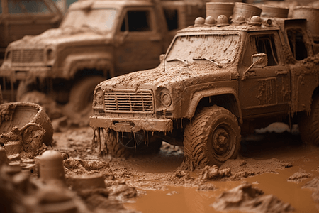 泥土车泥泞中的卡车模型设计图片