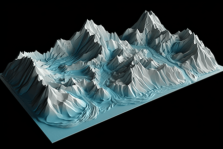 海洋中漂流的冰川粘土概念模型设计图片