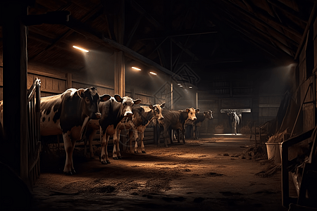 农场谷仓中养殖奶牛概念图图片