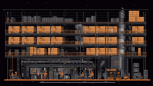 工厂内的自动装卸系统概念插图图片