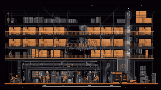 工厂内的自动装卸系统概念插图图片