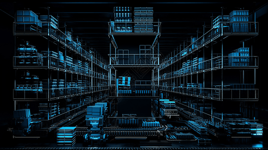 工厂自动化仓库系统3D插图图片