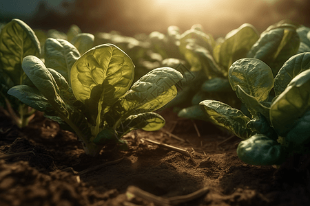 菠菜种植农场特写图片