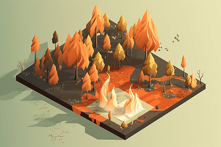 森林火灾蔓延黏土概念模型背景图片